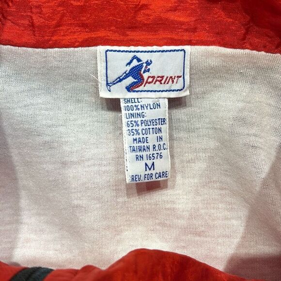 Vtg Sprint Windbreaker Jacket Sz M Black Red White Blue 80s 90s Track Colorblock - Picture 8 of 10